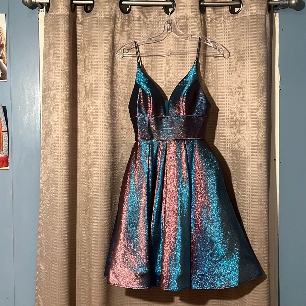 Johnathan Kayne Iridescent Pink And Blue Dress